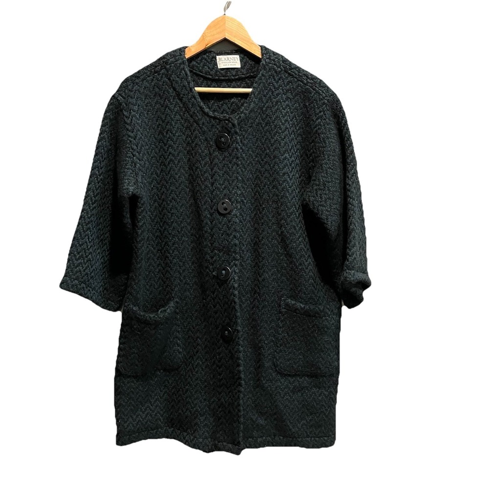 Blarney Woollen Mills‎ Ireland Green Button Up Wool Cardigan Sweater Size Large